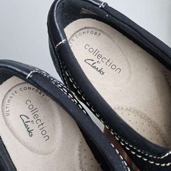 Clarks Women’s Ashland Joy Leather Slip-On Loafers Black Comfort Shoes Size 7M - Picture 9 of 14